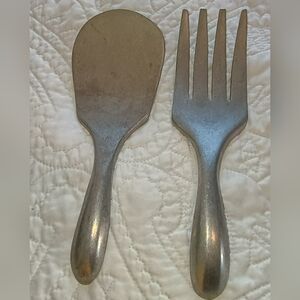 Vintage 60s NAMBE' Silver Metal Serving Fork & Spoon